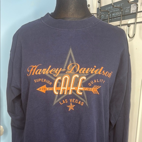 Harley-Davidson Dark Blue Long Sleeve las Vegas cafe logo. Size L - Picture 1 of 8